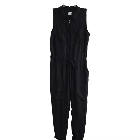 Cabi Caper Black Utility Belted Jumpsuit #5944 Medium Jogger Leg